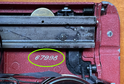 1Location of the serial number stamped on 1952 Gossen Tippa typewriters